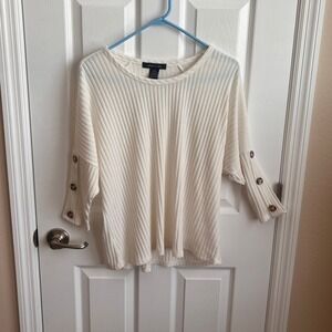 Adele &‎ May Ribbed Knit Button Sleeve Top Casual Pullover Sweater Medium